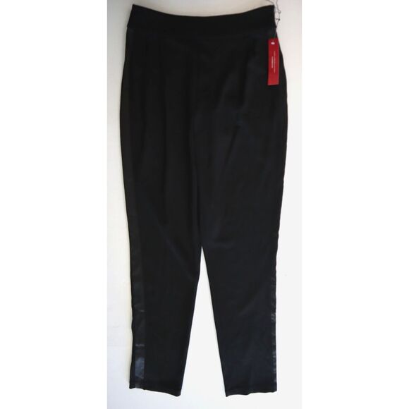 CARBON38 YD832 Women's Sz XS Black Satin Side Stripe Straight Leg Tuxedo Pants - Picture 1 of 13
